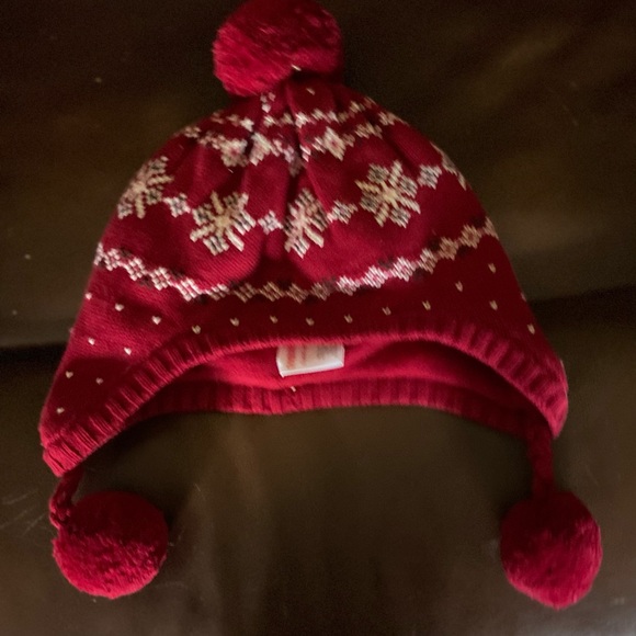EUC Girls Gymboree Fair Isle Red Fleece Lined Hat - Picture 3 of 7
